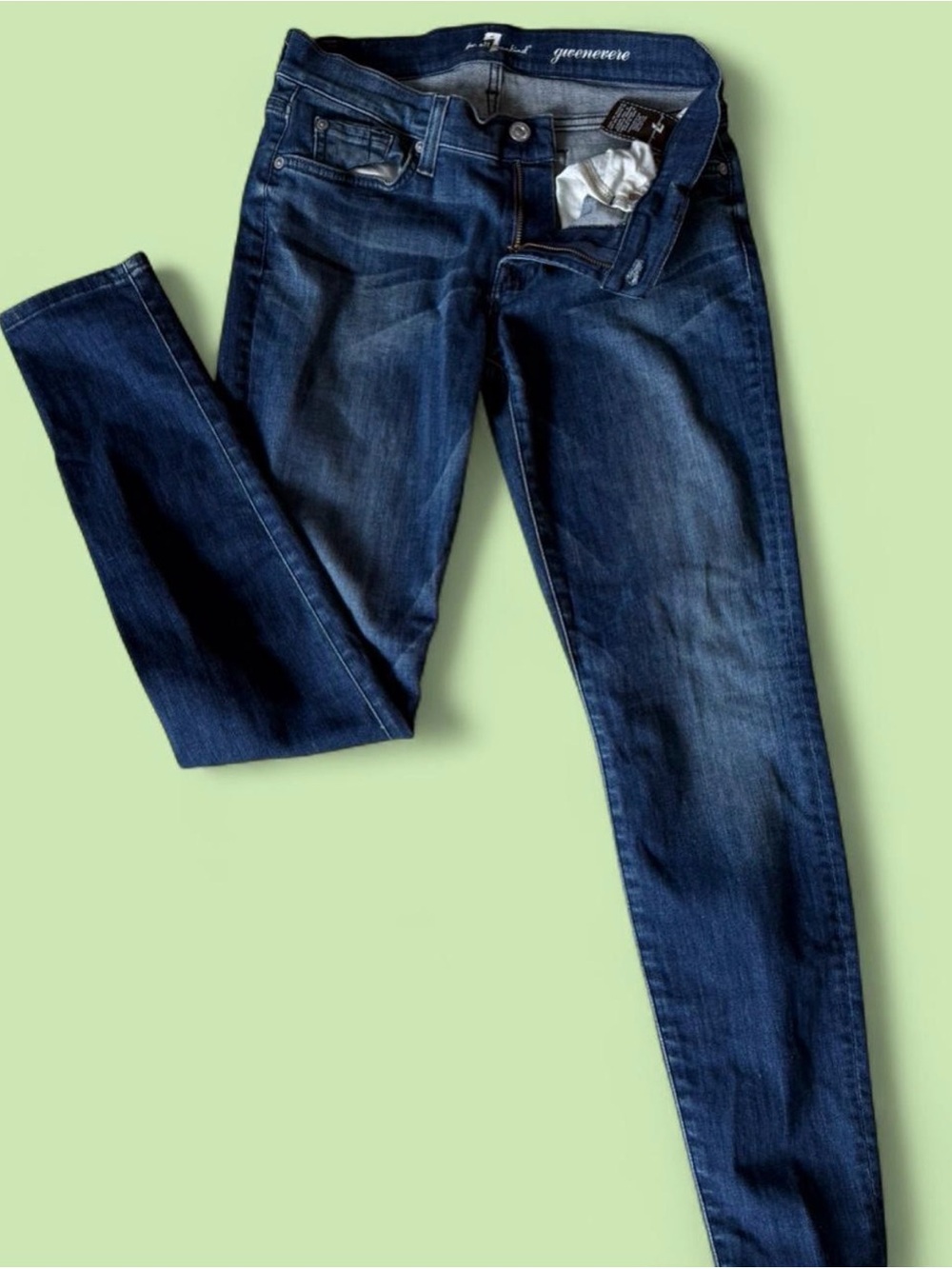 7 For All Mankind Women's Dark Blue Skinny Jeans